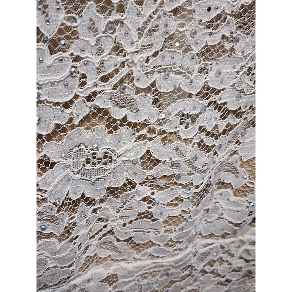 Crystal Doll Juniors 7 White Floral Lace Embellished Semi-Formal Cocktail Dress - Picture 4 of 9